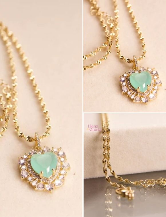 Collar corazón verde