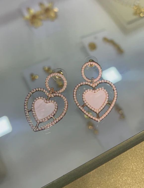 Aretes doble corazón