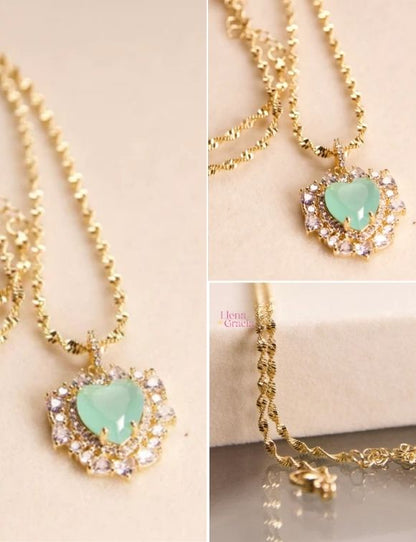 Collar corazón verde
