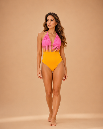 Enterizo Tie Dye (rosado con amarillo)